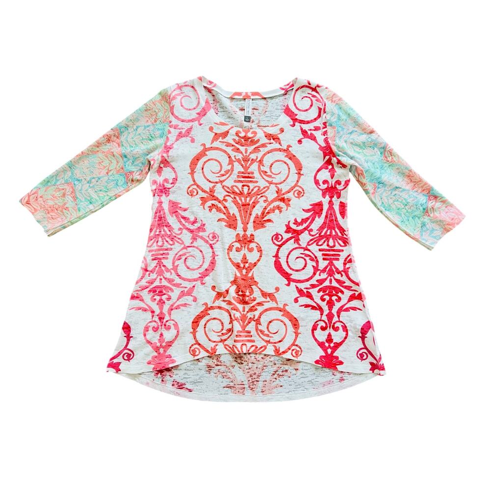 Whimsy Rose Sundance Women's Blouse Tunic Top Shirt Large 3/4 Sleeve Baby Waffle